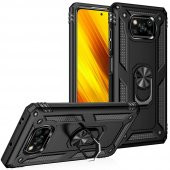 Xiaomi Poco X3 Kılıf Sofya Yüzüklü Standlı Korumalı Kılıf - 1
