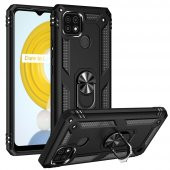 Realme C21 Kılıf Sofya Yüzüklü Standlı Korumalı Kılıf - 1