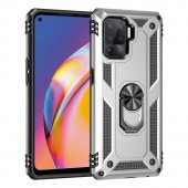 Oppo Reno 5 Lite Kılıf Sofya Yüzüklü Standlı Silikon Kılıf - 7