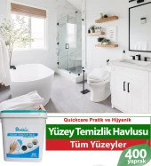 QUICKCARE Dezenfektanlı Yüzey Temizlik Havlusu 400 Yaprak, YEDEK POŞET Beyaz Sabun Kokulu - 2