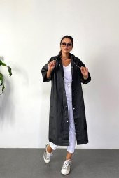 Kadın Erkek Yağmurluk Kapüşonlu Çıtçıtlı Eva Siyah Yağmurluk M21mrc881r03 - 1