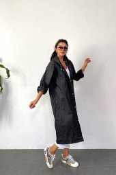 Kadın Erkek Yağmurluk Kapüşonlu Çıtçıtlı Eva Siyah Yağmurluk M21mrc881r03 - 5