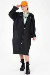 Kadın Erkek Yağmurluk Kapüşonlu Çıtçıtlı Eva Siyah Yağmurluk M21mrc881r03 - 6