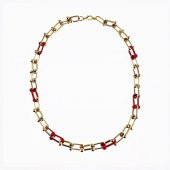 Altın Kaplama Sar & Pembe Renk Kadın Zincir Kolye - 1