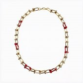 Altın Kaplama Sar & Pembe Renk Kadın Zincir Kolye - 2