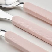 16 Parça Kaşık-Çatal-Bıçak Seti, Pembe Renk MeridyenDukkan, Paslanmaz Çelik - 3