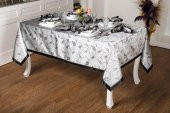 Finezza Aurora Jakar Kumaş Gümüş Siyah Sofra Tk. 8 Kşl. 160x230 cm 17 Prç - 1267 - 1