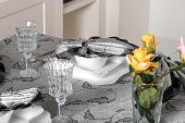 Finezza Aurora Jakar Kumaş Gümüş Siyah Sofra Tk. 8 Kşl. 160x230 cm 17 Prç - 1267 - 6