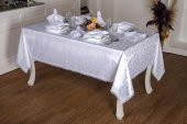 Finezza Duygu Jakar Kumaş Beyaz Sofra Tk. 8 Kşl. 160x230 cm 17 Prç.  - 1268 - 1