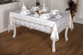 Finezza Melek Güpürlü Bambu Kumaş Krem Sofra Tk. 8 Kşl. 160x230 17 Prç. - 1269 - 1