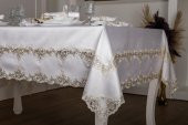 Finezza Melek Güpürlü Bambu Kumaş Krem Sofra Tk. 8 Kşl. 160x230 17 Prç. - 1269 - 5