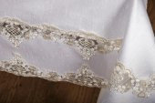 Finezza Melek Güpürlü Bambu Kumaş Krem Sofra Tk. 8 Kşl. 160x230 17 Prç. - 1269 - 9