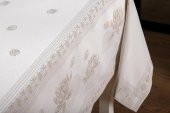 Finezza Nilüfer Lüx Jakar Kumaş Taş Rengi Masa Örtüsü 160x320 cm  - 1270 - 4