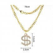 Hip Hop Rap Thug Life Gangster Sarı Dolar Kolye Zinciri - 4