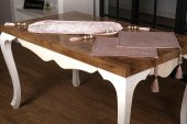 Finezza Belda Kadife Nakışlı Runnerlı Pudra Salon Takımı 5 Parça - 1273 - 1