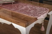 Finezza Belda Kadife Nakışlı Runnerlı Pudra Salon Takımı 5 Parça - 1273 - 8