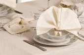 Finezza Ahsen Güpürlü Keten Kumaş Krem Sofra Takımı 8 kş. 160x230 17 Prç - 1275 - 4
