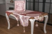 Finezza Clair KadifeNakışlı Runnerlı Pudra Salon Takımı 5 Parça - 1276 - 1
