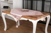 Finezza Clair KadifeNakışlı Runnerlı Pudra Salon Takımı 5 Parça - 1276 - 6