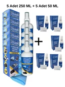 5 Adet 250 ML + 5 Adet 50 ML  Gözlük, Cep Telefonu, Led, Bilgisayar, Laptop, Tablet, Televizyon, Kamera Temizlik Seti thumbnail 1