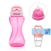 Pipetli Bardak Suluk & Süzgeçli Meyve Emziği Hediye Pratik Kapaklı Bebek Matarası 300 ml - 1