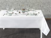 Finezza Kristal Monoray Kumaş Beyaz Sofra Takımı 8 Kişilik 160x220 17Prç.- 1282 - 2