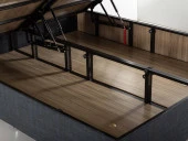 Niron Notte Çift Kişilik Ultra Ortopedik Yatak Seti - Lacivert Keten Sağlamlaştırılmış Baza Başlık ve Yatak Seti - 6