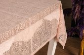 Finezza Ayçiçeği Lüx Raşel Dantel Pembe Masa Örtüsü 155x220 cm  - 1284 - 3
