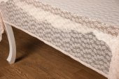 Finezza Çiçek Lüx Raşel Dantel Krem Masa Örtüsü 155x220 cm  - 1285 - 4