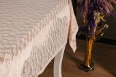 Finezza Çiçek Lüx Raşel Dantel Krem Masa Örtüsü 155x220 cm  - 1285 - 5