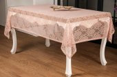 Finezza Damask Lüx Raşel Dantel Pembe Masa Örtüsü 155x220 cm  - 1286 thumbnail 2