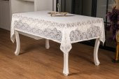 Finezza Gül Lüx Raşel Dantel Krem Masa Örtüsü 155x220 cm  - 1287 - 1