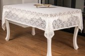 Finezza Gül Lüx Raşel Dantel Krem Masa Örtüsü 155x220 cm  - 1287 - 2