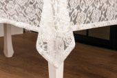 Finezza Gül Lüx Raşel Dantel Krem Masa Örtüsü 155x220 cm  - 1287 - 4