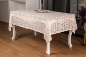 Finezza Lilyum Lüx Raşel Dantel Bej Masa Örtüsü 155x220 cm  - 1290 - 1