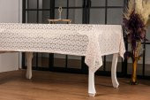 Finezza Lilyum Lüx Raşel Dantel Bej Masa Örtüsü 155x220 cm  - 1290 - 3