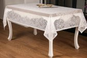 Finezza Orkide Lüx Raşel Dantel Krem Masa Örtüsü 155x220 cm  - 1291 - 1