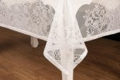 Finezza Orkide Lüx Raşel Dantel Krem Masa Örtüsü 155x220 cm  - 1291 - 4