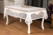 Finezza Şal Lüx Raşel Dantel Krem Masa Örtüsü 155x220 cm  - 1292 - 1
