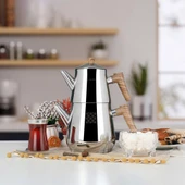 Serenk Definition Çelik Çaydanlık - 18/10 Paslanmaz Çelik, 1 L Demlik ve 2 L Alt Demlik Kapasitesi thumbnail 4