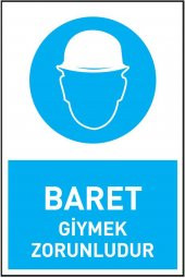 İş Güvenliği 10 Adet Levhası Baret Giymek Zorunludur Uyarı - İşaret Levhası(Bant Hediye) - 2