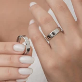 6 mm Bombeli Çatı Modeli Düz Klasik Gümüş Tek Alyans Yüzük - 7