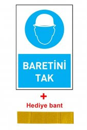 İş Güvenliği Levhası Baretini Tak Uyarı - İşaret Levhası(Bant Hediye) - 2