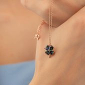 Gümüş Pazarım Mistik Topaz Taşlı 4 Yapraklı Yonca Gümüş Kolye thumbnail 1