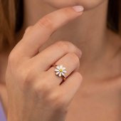 Gümüş Pazarım Papatya Kadın Gümüş Yüzük - 1