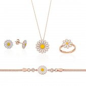 Gümüş Pazarım Papatya Motifli Dörtlü Gümüş set - 1