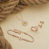 Gümüş Pazarım Papatya Motifli Dörtlü Gümüş set - 2