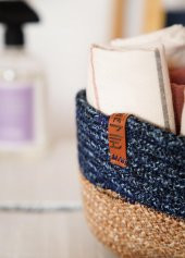 The Mia Jutte Yuvarlak Sepet Bambu Lacivert 20x13 Cm thumbnail 3