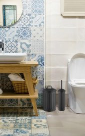 The Mia Çöp Kovası & Tuvalet Fırçası Seti Siyah thumbnail 2