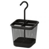 Asılabilir Kaşık Çatal Bıçaklık Bölmeli- Antrasit Siyah MeridyenDukkan 12x12 cm Metal Sepet Düzenleyici - 1
